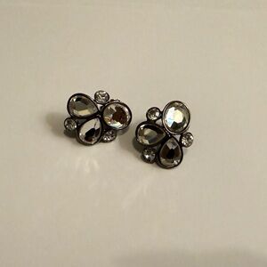 Lia Sophia Silver and Black Cluster Earrings